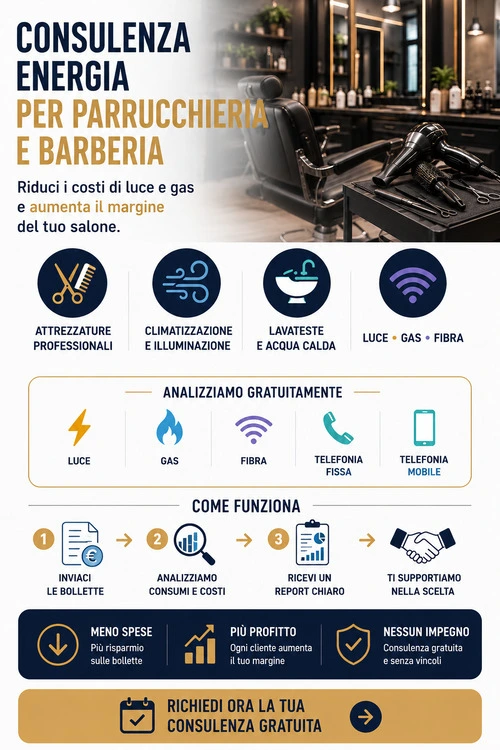 Consulenza luce e gas parrucchiere barbiere